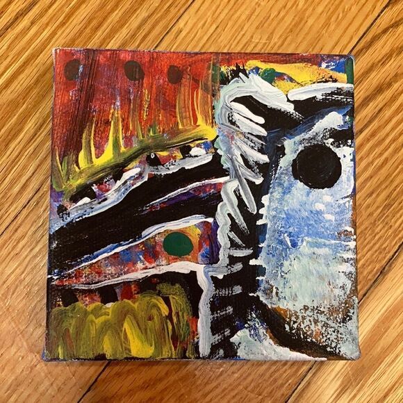 Original Acrylic Painting 4x4- The Boast of the Raven - Picture 1 of 3
